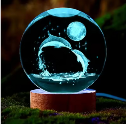 Dolphin Moon Crystal Ball Lamp