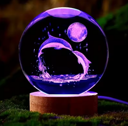 Dolphin Moon Crystal Ball Lamp