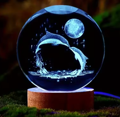 Dolphin Moon Crystal Ball Lamp