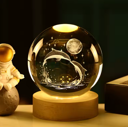 Dolphin Moon Crystal Ball Lamp